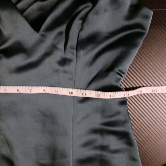 NEW‎ After Six Draped Cowl-Back Princess Line Dress Front Slit Evergreen Size 2 - Picture 13 of 14